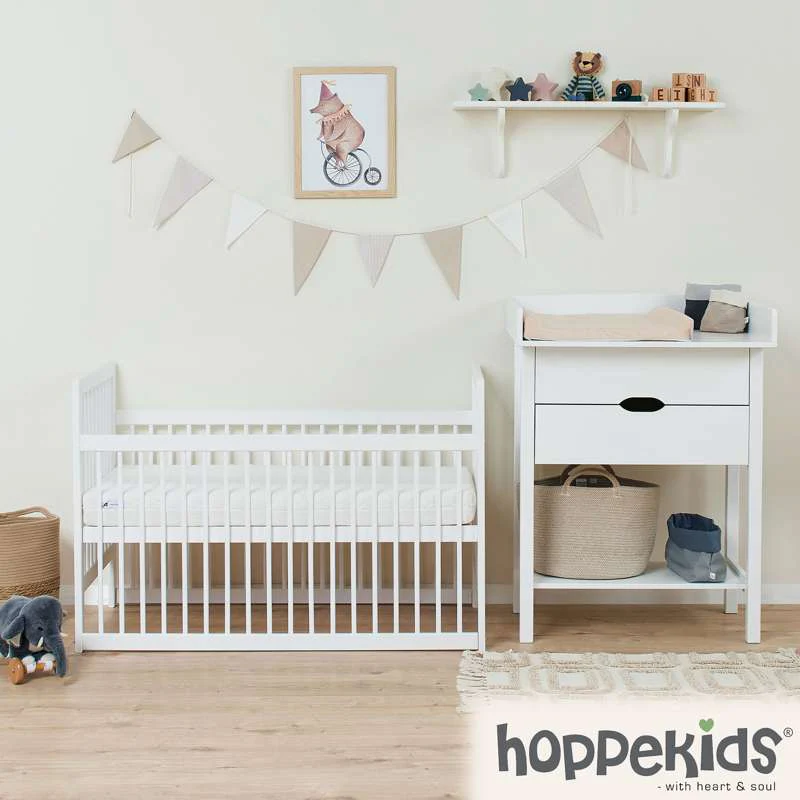 Hoppekids IDA-MARIE - Babyseng m. Skummadras - Justérbar Højde og Sidepanel - Hvid - Afbeelding 7