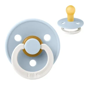 Bibs Round Colour Pacifier - sz. 1 - natural rubber - GLOW - Baby Blue