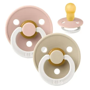 Bibs Round Colour Pacifier - 2-Pack - sz. 3 - natural rubber - GLOW - Blush/Vanilla