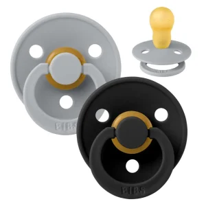 Bibs Round Colour Pacifier - 2-Pack - sz. 3 - natural rubber - Cloud/Black