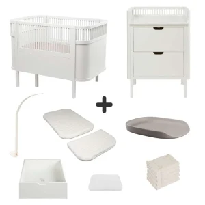 Sebra The Bed and Changing Table with Accessories - Classic White - Deluxe Bundle 1