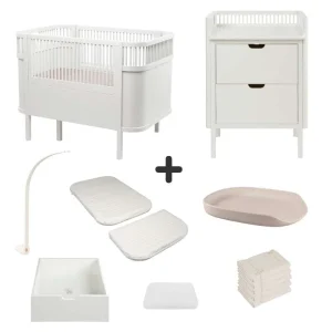 Sebra The Bed and Changing Table with Accessories - Classic White - Deluxe Bundle 4