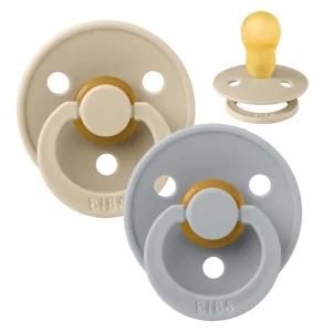 Bibs Round Colour Pacifier - 2-Pack - sz. 3 - natural rubber - Vanilla/Cloud