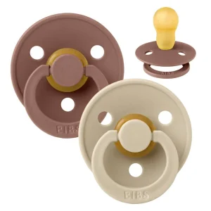 Bibs Round Colour Pacifier - 2-Pack - sz. 3 - natural rubber - Woodchuck/Vanilla
